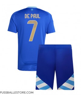 Günstige Argentinien Rodrigo De Paul #7 Auswärts Trikotsatzt Kinder Copa America 2024 Kurzarm (+ Kurze Hosen)
